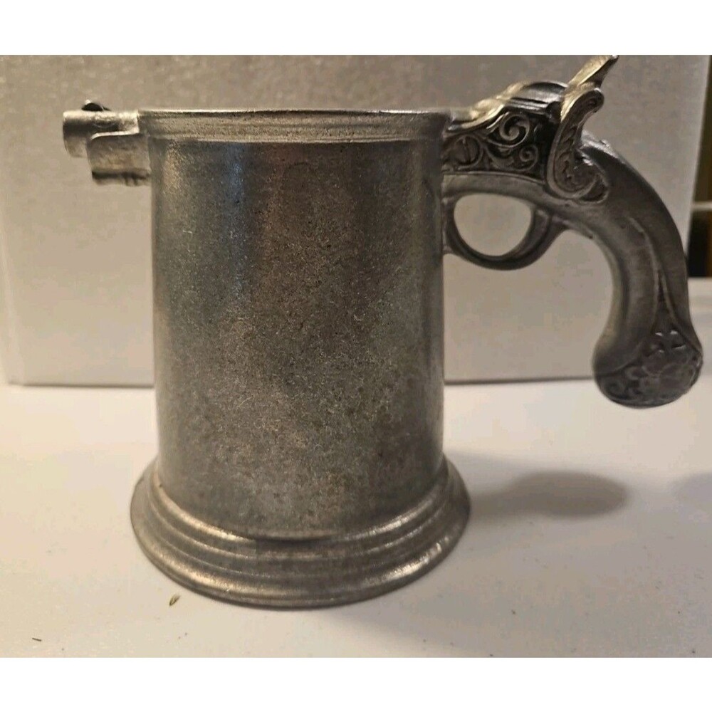 Vintage Wilton RWP Pewter Flintlock Pistol Gun Handled Mug Stein Cup Tankard
